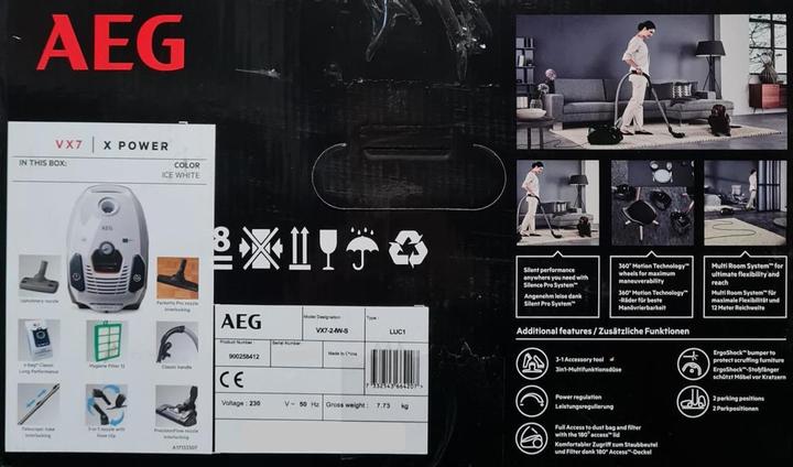 Immagine prodotto AEG VX7-2-IW-S Sacco per la polvere secco per aspirapolvere a cilindro