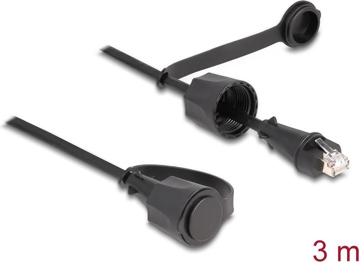 Image du produit Delock Câble réseau RJ45 à RJ45 Cat.6 STP avec capuchon d'étanchéité Extérieur IP68 poussière et humidité (S/UTP, CAT6, 3 m)