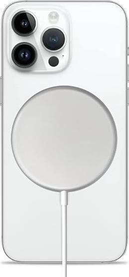 Actual product image Crong MagSpot Wireless Charger - Aluminiowa ładowarka MagSafe 15W (Silver White) (15 W)