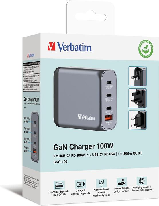 Actual product image Verbatim GNC-100 GaN Charger (100 W)