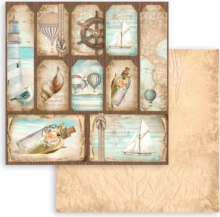 Image du produit Stamperia Pad de scrapbooking "Sea Land" (terre de mer) (190 g/m², 10 x)