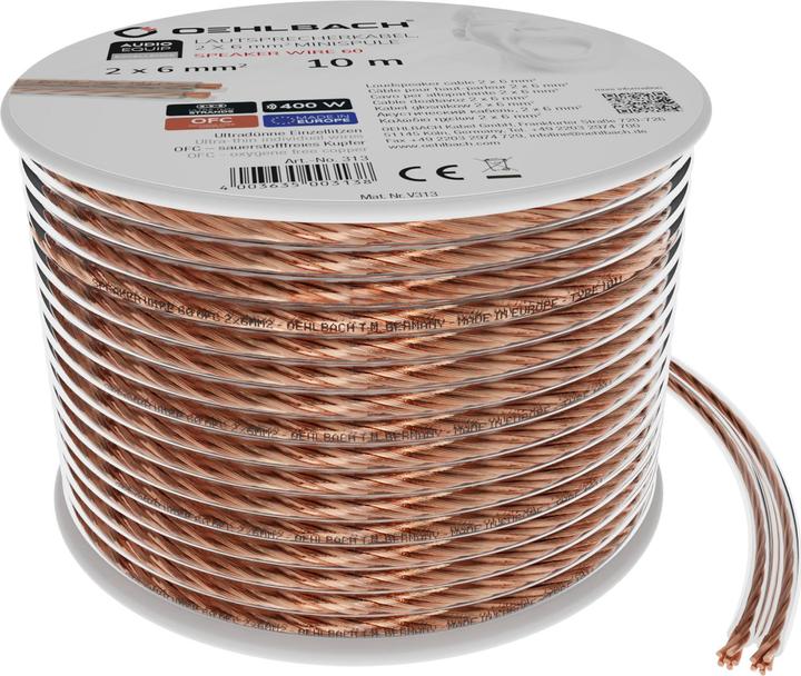Image du produit Oehlbach Câble de haut-parleur 60 haut-parleurs 2x6mmm² 6m clair (6 m, 6 mm²² mm)