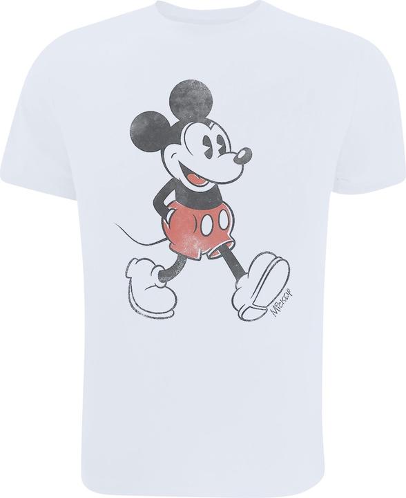 Disney Mens Walking Mickey Mouse Cotton T-Shirt