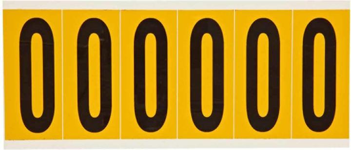 Actual product image Brady 1550-0, B-946, vinyl, lettering: 0, black on yellow, 38 x 89mm, character height 75mm(25 K. á