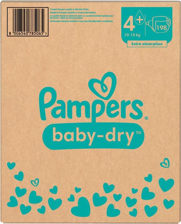 Immagine prodotto Pampers Baby-Dry (Dimensione 4, Pacco mensile, 198 Pezzo/i)