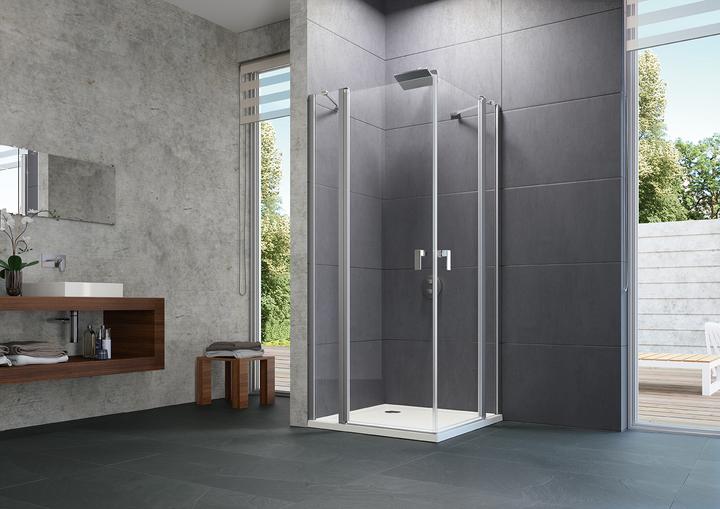 Hüppe Design pure 4-Eck Schwingtür, mit festem Segment, Breite:120cm Höhe:190cm Anschlag links & (211 cm, 128 cm, 11 cm)