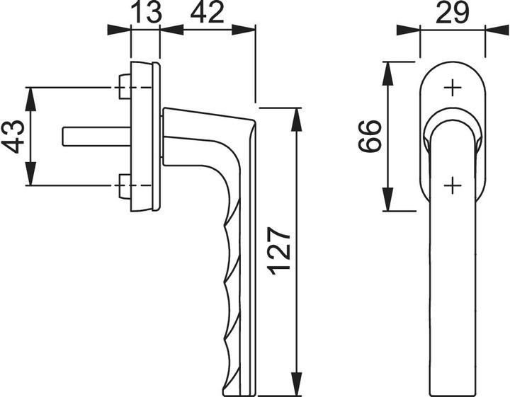 Produktbild Hoppe Fenstergriff Hamburg 0700L/U26 Aluminium F9016 verkehrsweiss 32-42 mm Standard