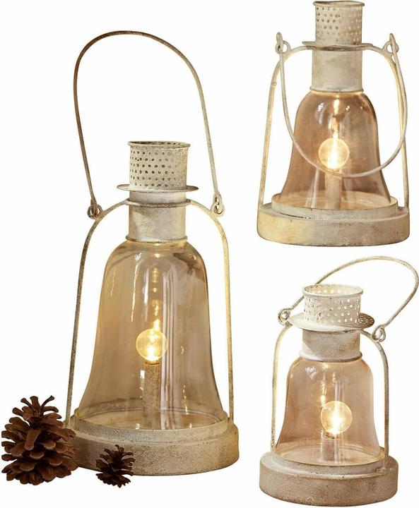 Image du produit Loberon Lanterne LED Set de 3 Fitou blanc antique (H, 3 x)