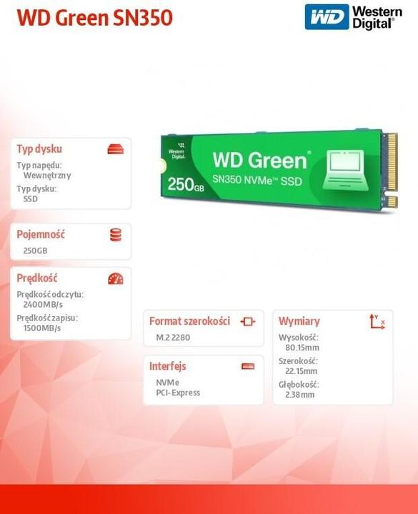 Actual product image WD Green SN350 (250 GB, M.2 2280)