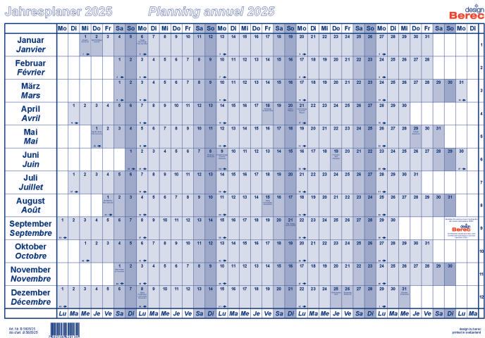 Produktbild Berec Papierjahresplan A5 B5605/21 2021, blau (A5, Kein Einband, Deutsch, Französisch)