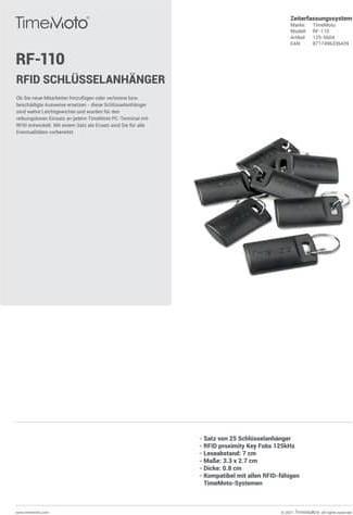 Actual product image Safescan TimeMoto RF-110 RFID key fob