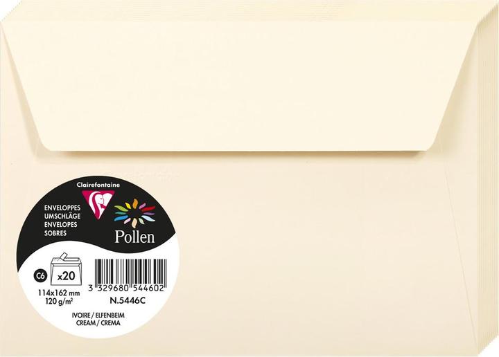 Image du produit Clairefontaine Enveloppe Pollen Format de l'enveloppe : DIN C6 Dimensions : 162 x 114 mm (l x h) (C6, 20 x)