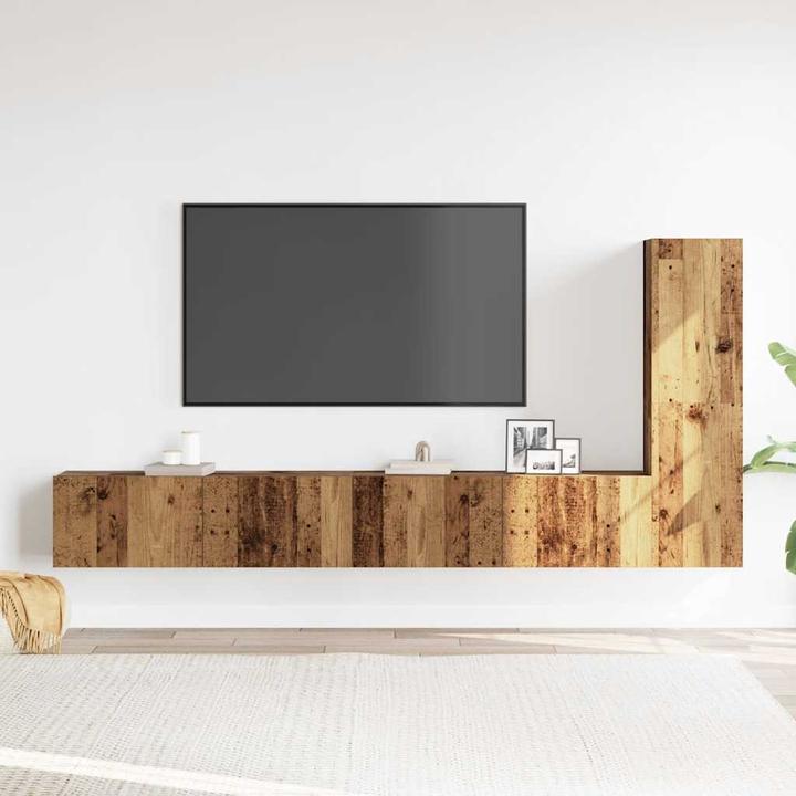 Image du produit VidaXL 3-tlg. TV-Schrank-Set Wandmontage Altholz-Optik Holzwerkstoff (100 x 30 x 30 cm)