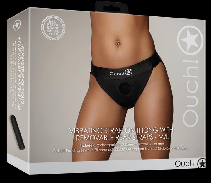 Produktbild Ouch! Vibrating Strap-on Thong with Removable Rear Straps - M/L (M/L)