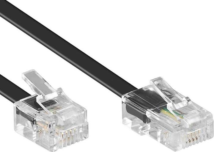 Immagine prodotto Cavo telefonico piatto nero di 1 metro con connettori RJ11 e RJ45. Cavo Rj45-rj11 nero 1.00m