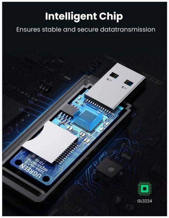 Produktbild Ugreen CM104 SD/microSD USB 3.0 memory card reader (black) (USB 3.0)