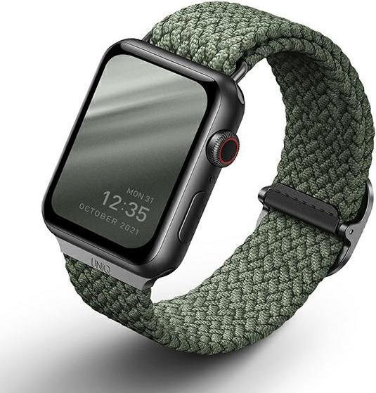 Uniq strap Aspen Apple Watch 44/42 / 45mm Series 4/5/6/7/8 / SE / SE2 Braided green / cypress green (42 mm, 44 mm, 45 mm, Weavex™-Material)