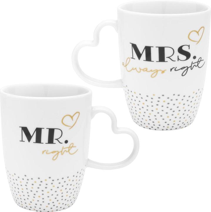 Produktbild Sheepworld Kaffeetasse Mr & Mrs 360 ml, 2 Stück, Weiss (360 ml, 2 x)