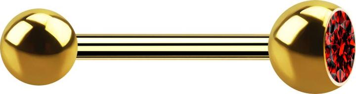Actual product image Star Piercing Barbell vergoldet mit Kugel und Kugel Kristall rot (without brass, Surgical steel 316L)