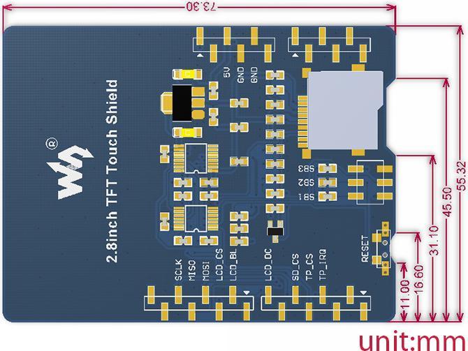 Produktbild WaveShare 2.8inch TFT Touch Screen Shield für Arduino
