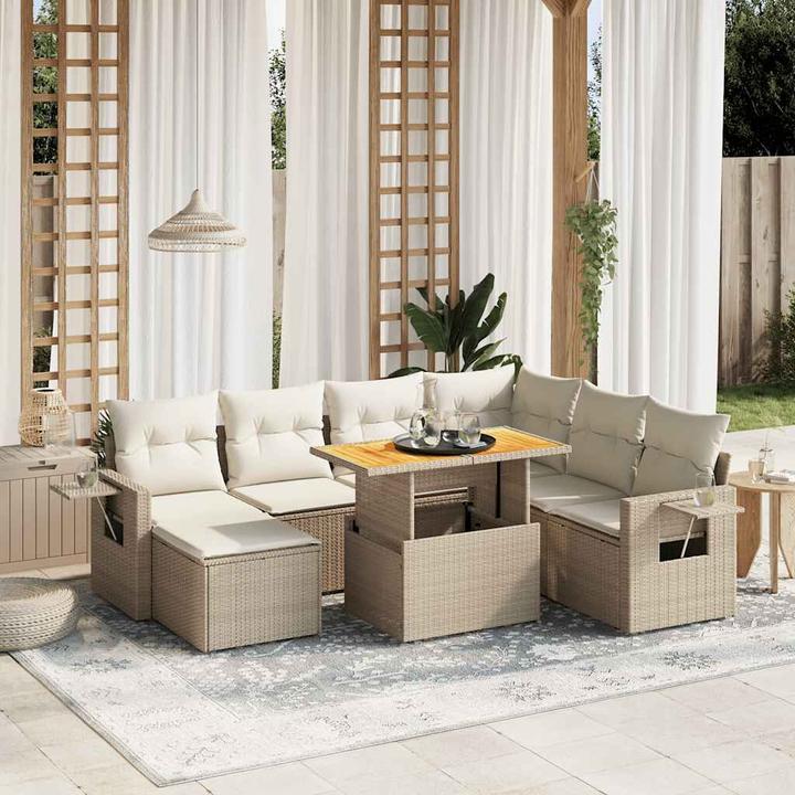 Produktbild VidaXL Gartenmöbel Sofa Garnitur Gartengarnitur Garten Sitzgruppe 8-tlg. Beige