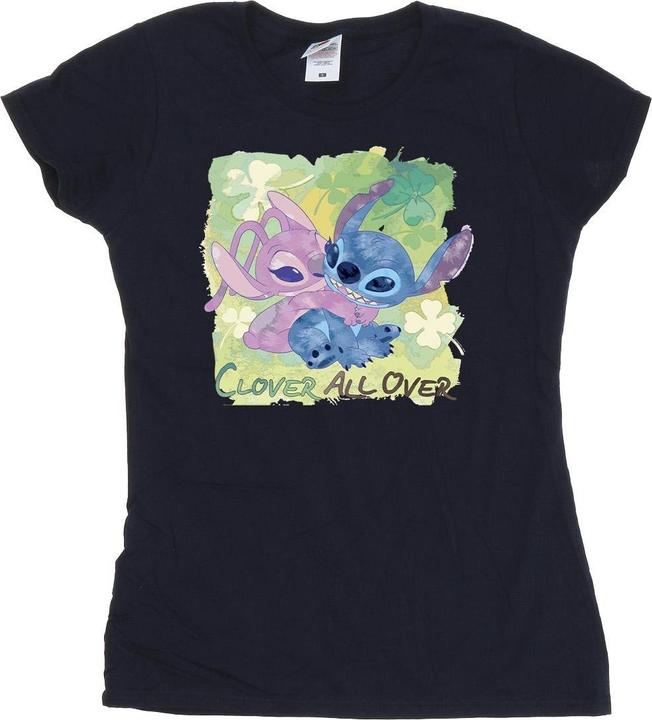 Actual product image Disney Womens/Ladies Lilo And Stitch St Patrick's Day Clover Cotton T-Shirt (M)