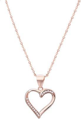 Beneto Pink gold plated silver necklace with heart AGS289 / 47-ROSE (L)