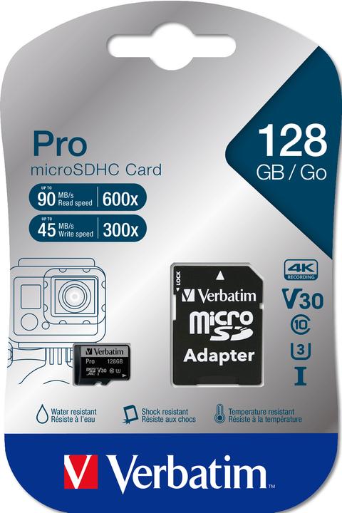 Immagine prodotto Verbatim microSDXC Pro 128GB Class 10 UHS-I (128 GB, microSDXC, U3, UHS-I)