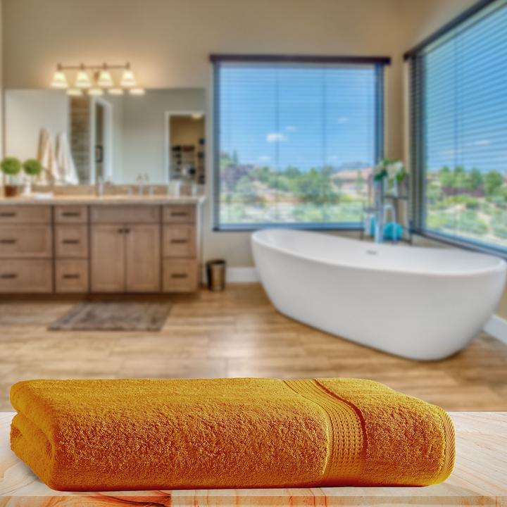 Image du produit Casativo Serviette de bain, 100 x 150 cm 100% coton luxueux, avec 2 bordures, terra (150 x 100 cm)