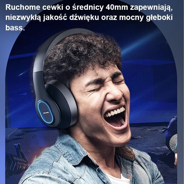 Produktbild Awei A100BL am Ohr wird in Bluetooth -Kopfhörern schwarz platziert (12 h, Kabellos)