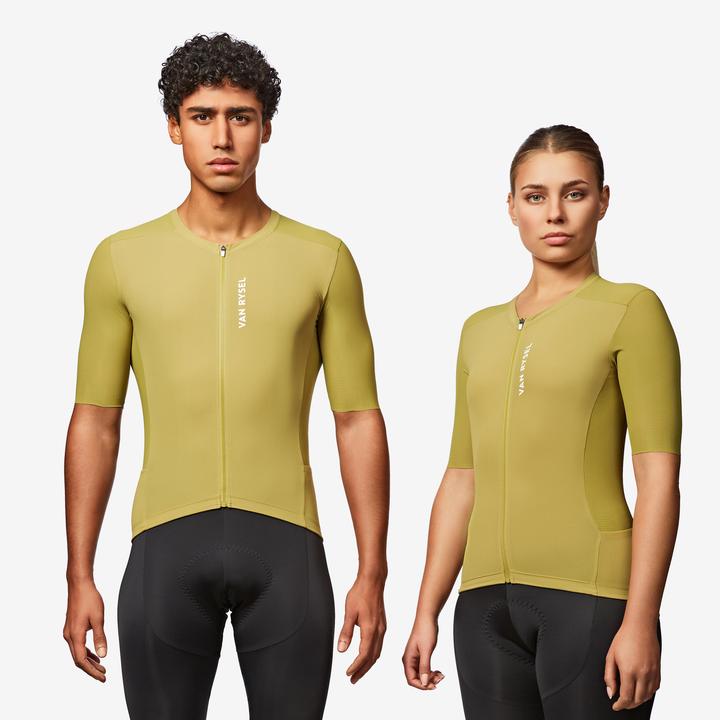 Van rysel Radtrikot Rennrad kurzarm Sommer Unisex Racer 2 Khaki
