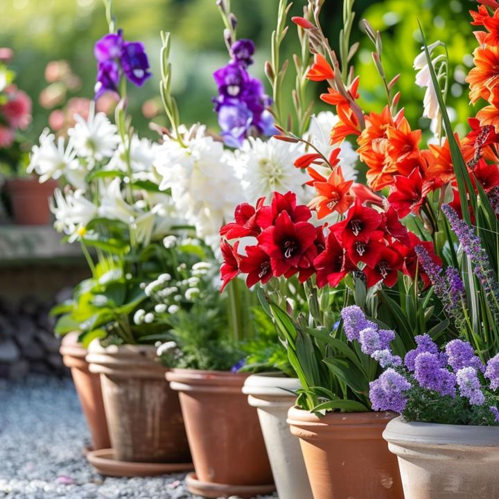 Actual product image Plant in a Box Gladiolus grootbloem Rood (Traderhorn) Gladiolus call. Acidantera Triteleia Corrina Dahlia December (10 cm)