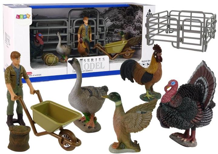 Actual product image Lean Toys Large farm animals Image of a farmer with 11 PCs with wheelbarrows and a farm