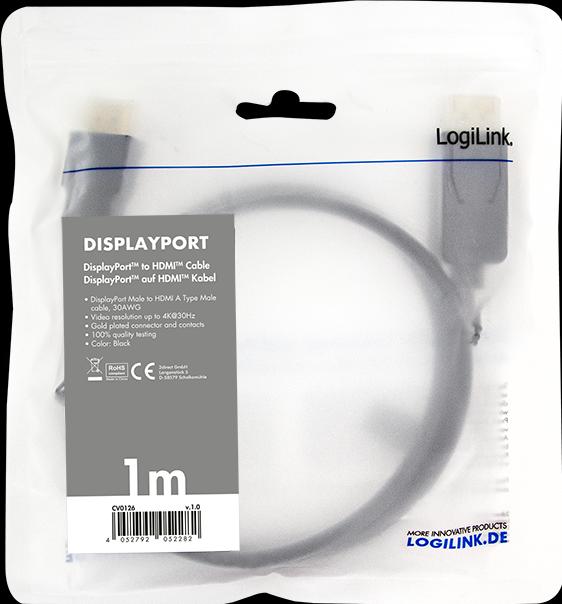 Produktbild LogiLink DisplayPort — HDMI (Typ A) (1 m, DisplayPort)