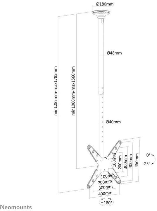 Produktbild Neomounts Flachbildschirm-Deckenhalterung (Decke, 75")