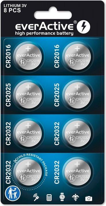 Actual product image Everactive LITHIUM BATTERY KIT, 4X CR2032, 2X CR2025, 2X CR2016 CRMIX8BL (CRMIX8BL) - Batte (8 pcs., CR2032, CR2016, CR2025)
