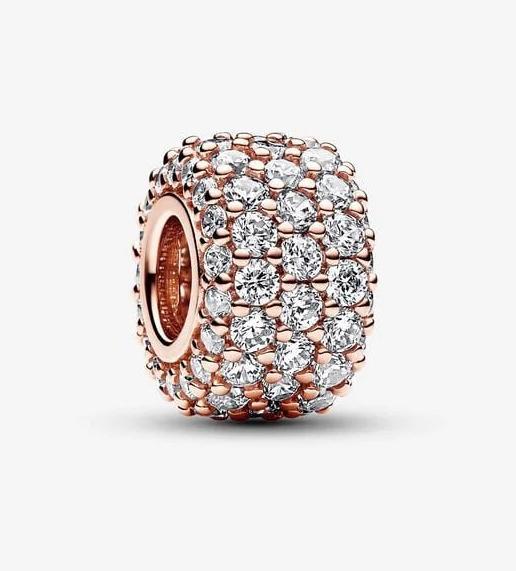 Immagine prodotto Pandora Charm scintillante a tre file di pavé (Lega metallica placcata oro rosa)