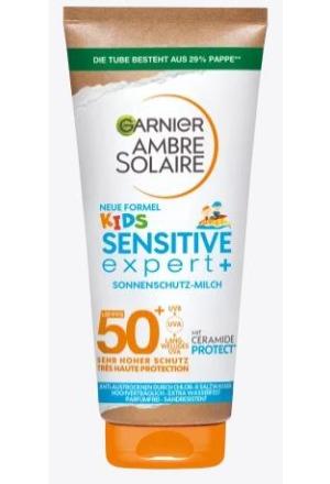 Actual product image Garnier Ambre Solaire Sensitive Kids (Suntan lotion, SPF 50+, 175 ml, 193 g)