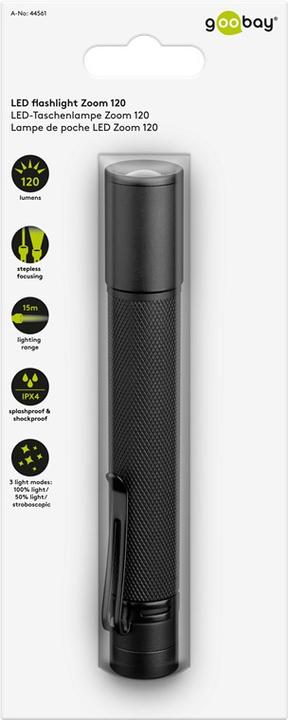 Image du produit Goobay Lampe de poche à LED Zoom 120 (14.20 cm, 120 lm)