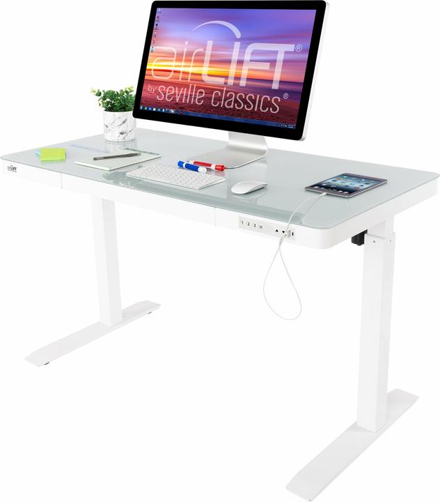 Immagine prodotto Seville Classics Tavolo alto Airlift 1,2 x 0,6 m, bianco, profondità