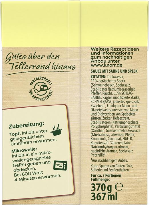 Valori nutrizionali e ingredienti Knorr Speciale al Gusto Carbonara (370 g)