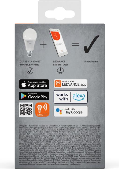 Actual product image Ledvance Smart+ Wifi Classic (E27, 14 W, 1521 lm, 1 x, F)