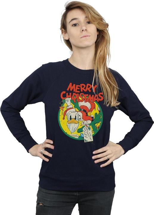 Actual product image Disney Womens/Ladies Donald Duck Merry Christmas Sweatshirt (S)