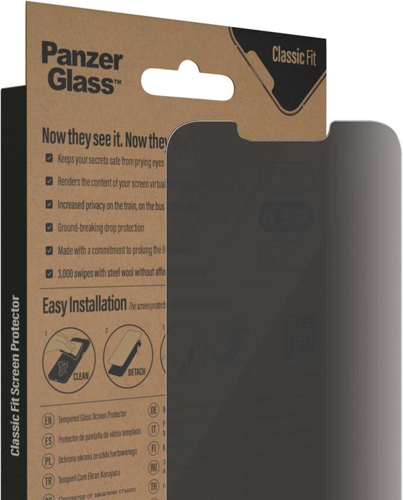 Actual product image PanzerGlass Classic Fit Privacy (1 Piece, Apple iPhone 14, Apple iPhone 13 Pro, Apple iPhone 13)
