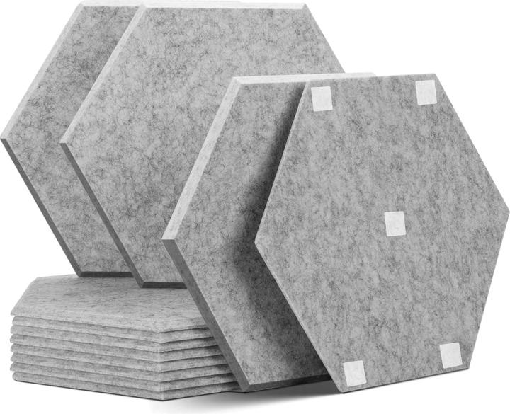 Image du produit Kuchoow Panneaux acoustiques Hexagon avec autocollant (12 pcs)