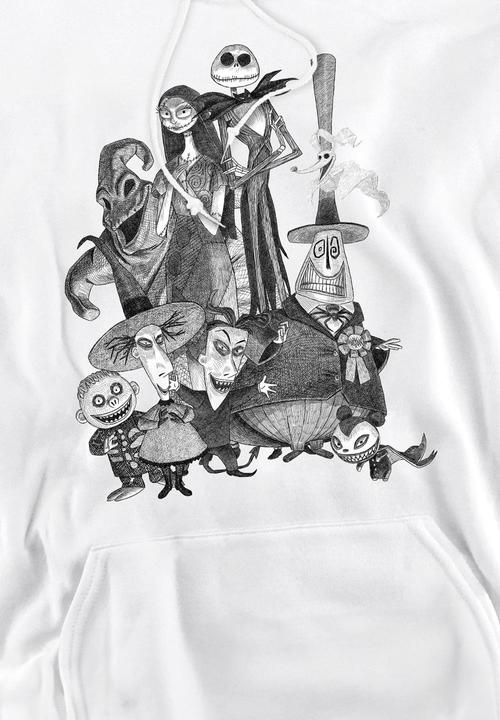 Actual product image The Nightmare Before Christmas Mens Jack Sally Monster Drawing Hoodie (M)