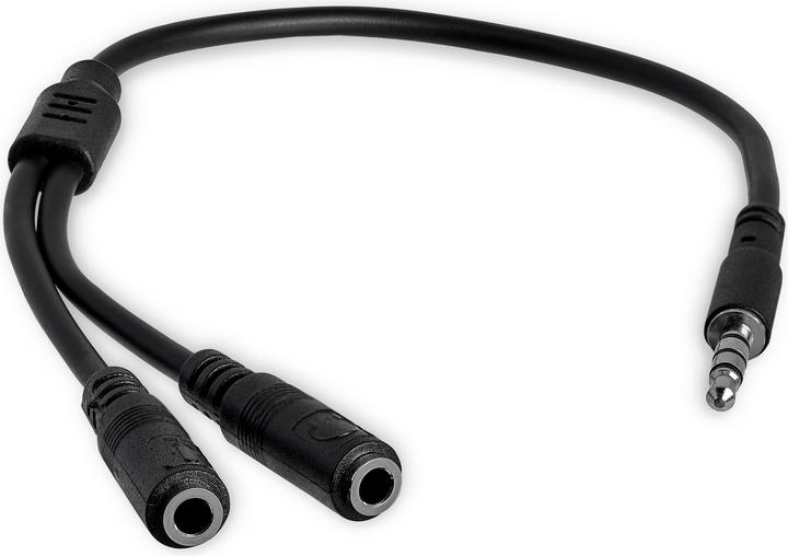 Produktbild StarTech 3,5mm Klinke Audio Y-Kabel - 4 pol. auf 3 pol. Headset Splitter (0.20 m)