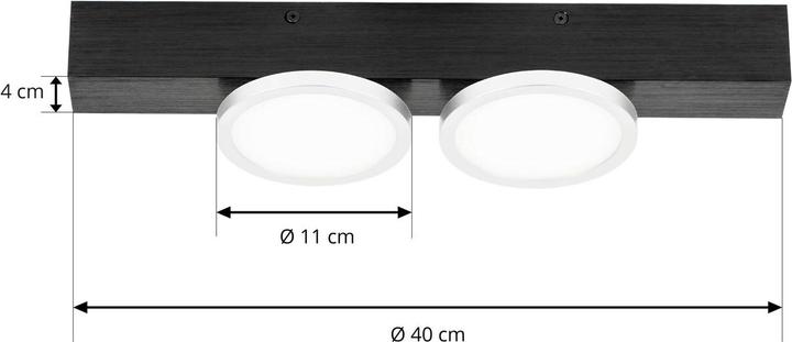 Produktbild Lucande Kellino Deckenleuchte, 2-flammig, schwarz (1200 lm, GU10)