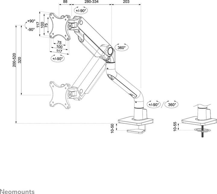 Image du produit Neomounts Select Desk Mount, single disp (Tables, 49.02")