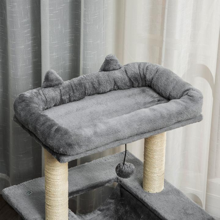 Actual product image PawHut Cat tree with cave (100 cm, Grey)